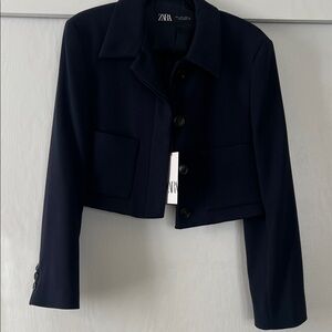 Zara Women's Navy Cropped Blazer
